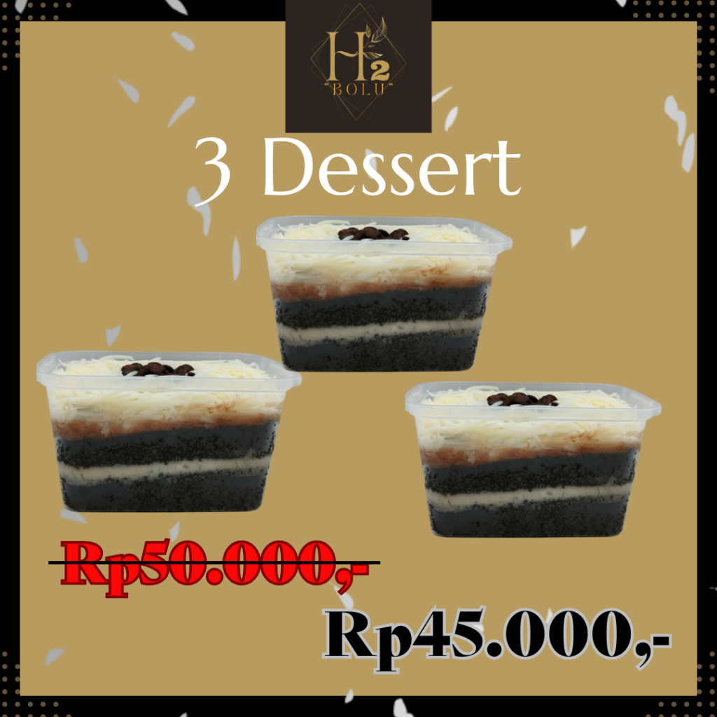 

Paket 3(Tiga) Box Dessert Box Mini Brownies Tiramisu Red Velvet Matcha Keju Coklat Ganache