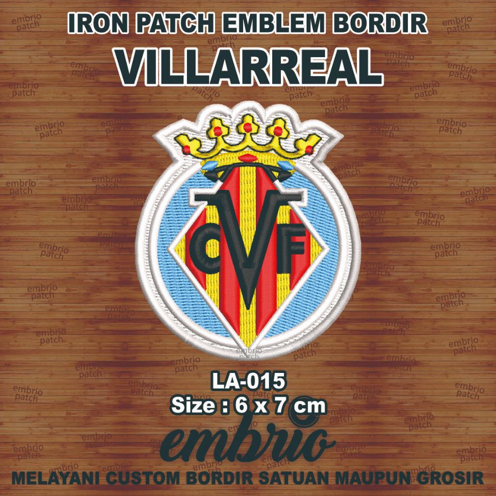 LA-015 Patch VILLARREAL emblem bordir logo jersey villarreal - 6x7cm - Embrio Patch Embroidery Emble