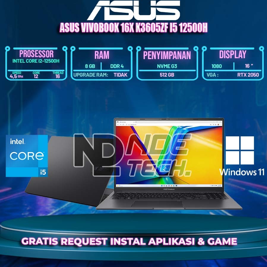 Asus Vivobook 16X K3605ZF i5 12500H