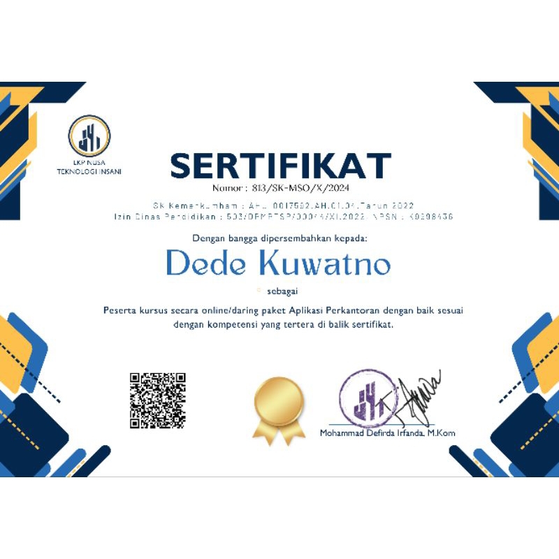 TRAINING KURSUS KOMPUTER ONLINE RESMI OFFICE DAN INTERNET SERTIFIKAT LKP RESMI 100 %