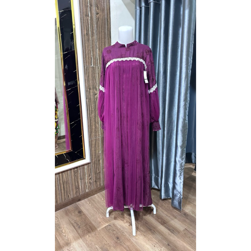 GAMIS BURGUNDY TUTU | BORDIR TIMBUL