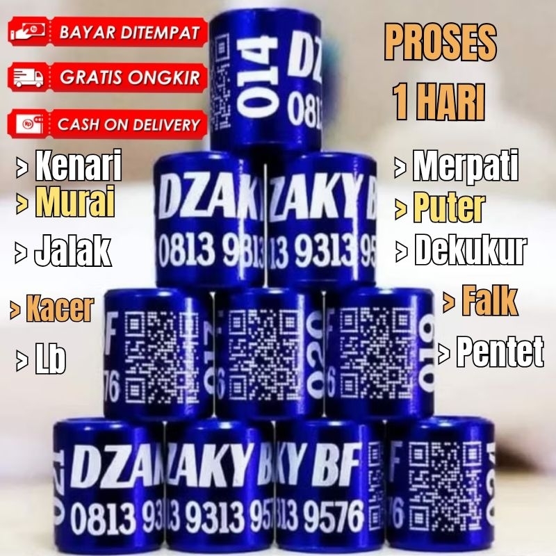 GELANG BURUNG/RING BURUNG OCEAN LASER BARCODE CETAK NAMA
