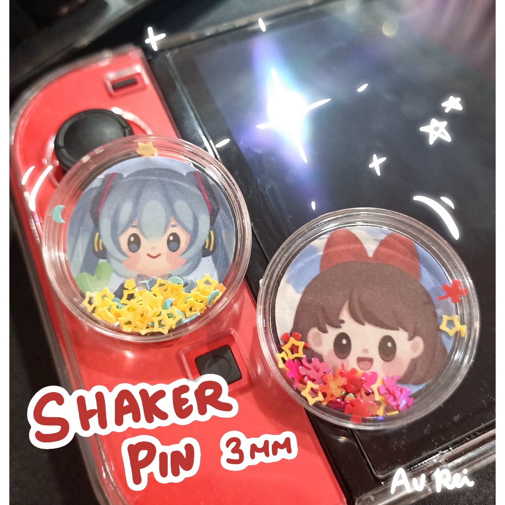Miku kiki shaker pin | glitter pin coin | hatsune miku kiki ghibli | merch by au rei