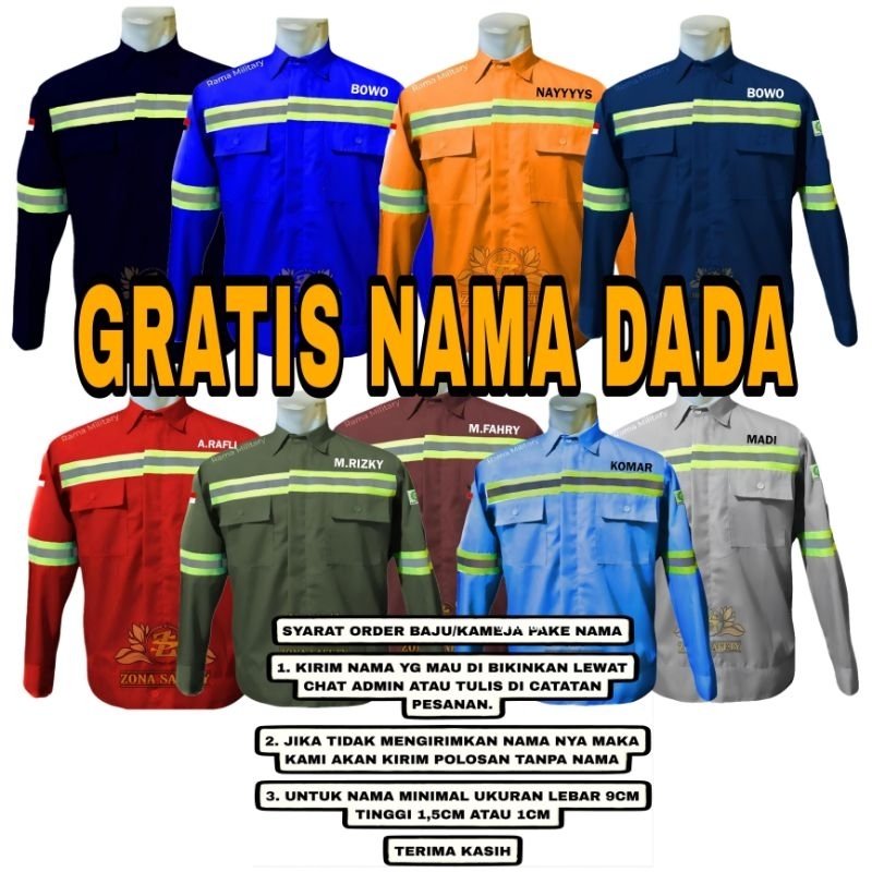 WEARPACK ATASAN SAFETY PROYEK LAS BENGKEL TEKHNISI GRATIS NAMA DADA
