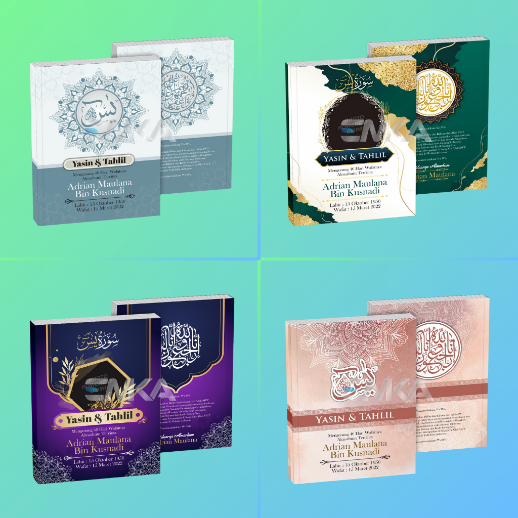 Buku Yasin dan Tahlil Custom Lengkap Cetak Foto Almarhum Souvenir 40 100 1000 Hari
