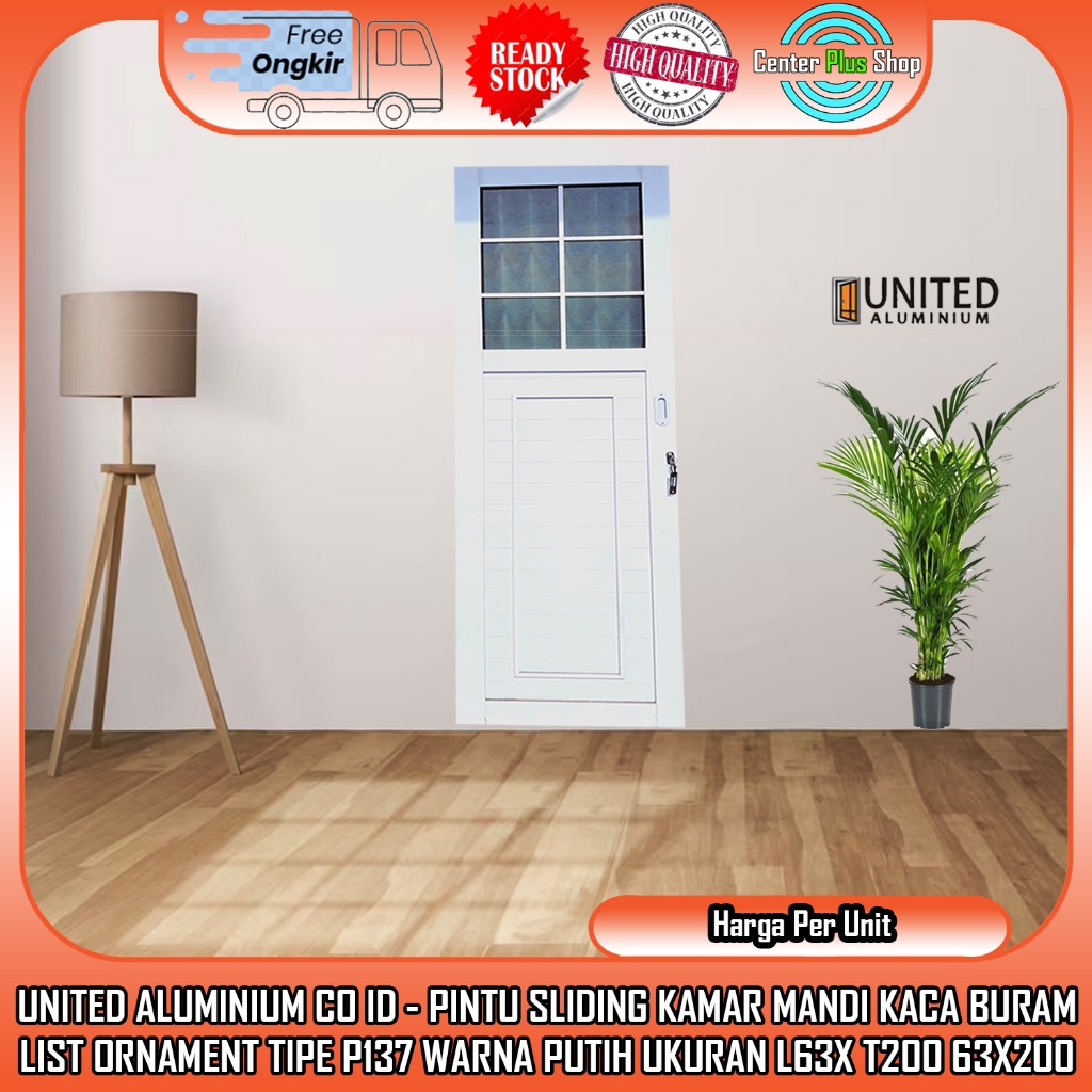United Aluminium Co Id - Pintu Sliding Kamar Mandi Kaca Buram List Ornament Tipe P137 Warna Putih Uk