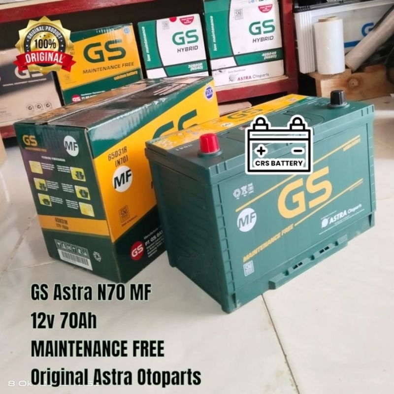 Aki Mobil GS Astra N70 - 65D31R MF 70Ah Accu Basah Siap Pakai