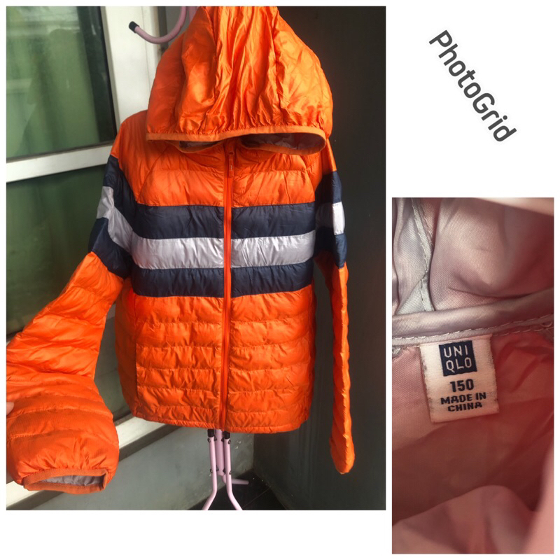 jaket hoodie anak Uniqlo sz 150 orange bigcut