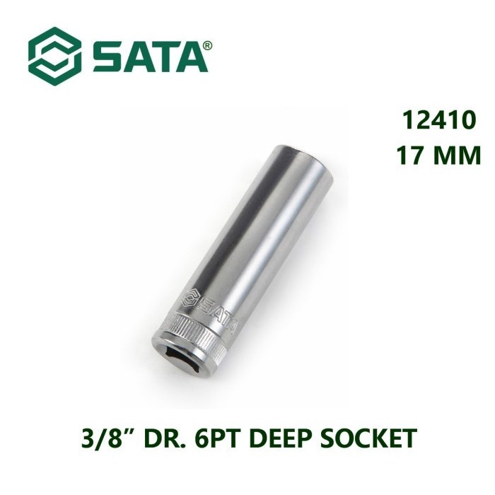SATA - Kunci Sok Panjang 17 mm 12410 Sata Tools 3/8" Dr. 6PT Deep Socket