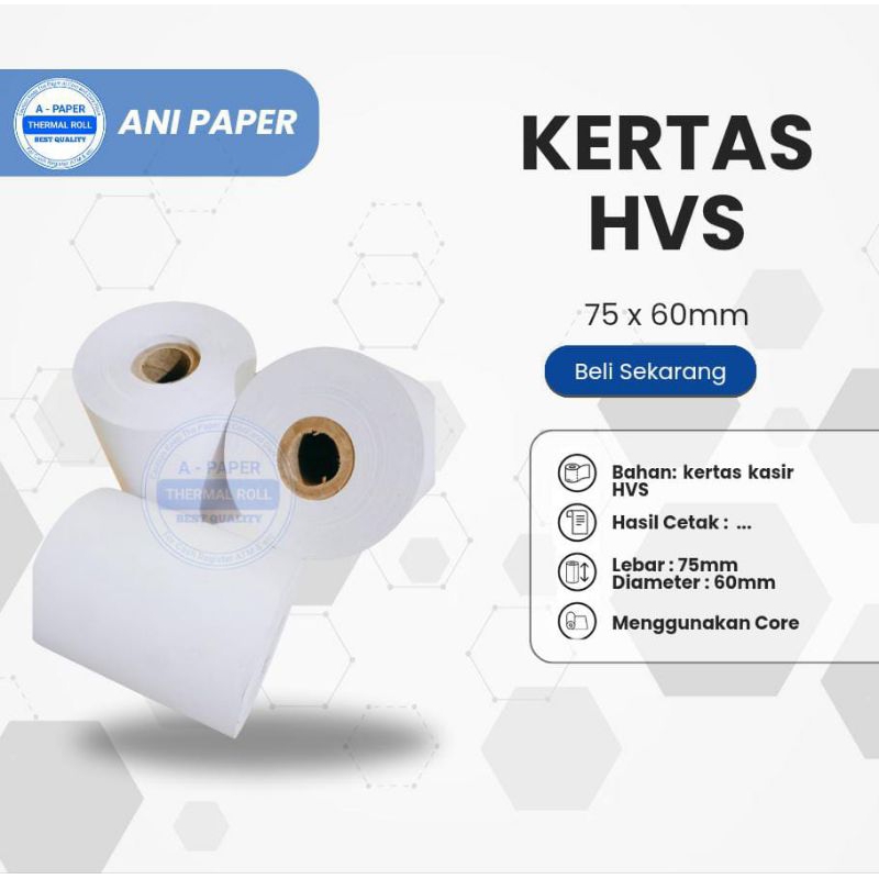 

Kertas kasir struk hvs 75x60 1ply