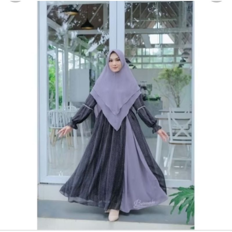 Gamis Set BERMERKS Alana Milea Set Syari Terbaru Gamis Lebaran Murah Baju Muslimah