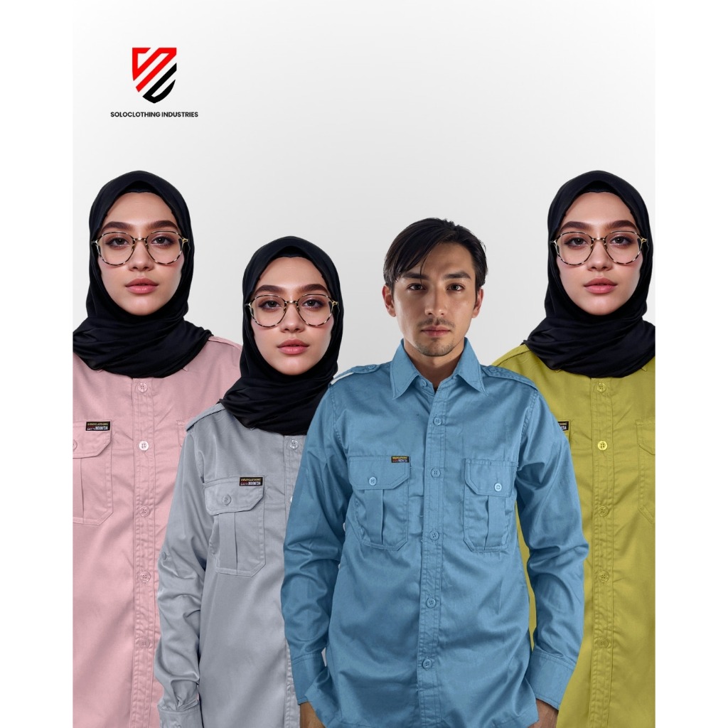 Baju Polos Panjang Pria/ Wanita Warna Pink Baby, Abu Muda, Biru Langit, Olive Green/ Lemon, untuk Se