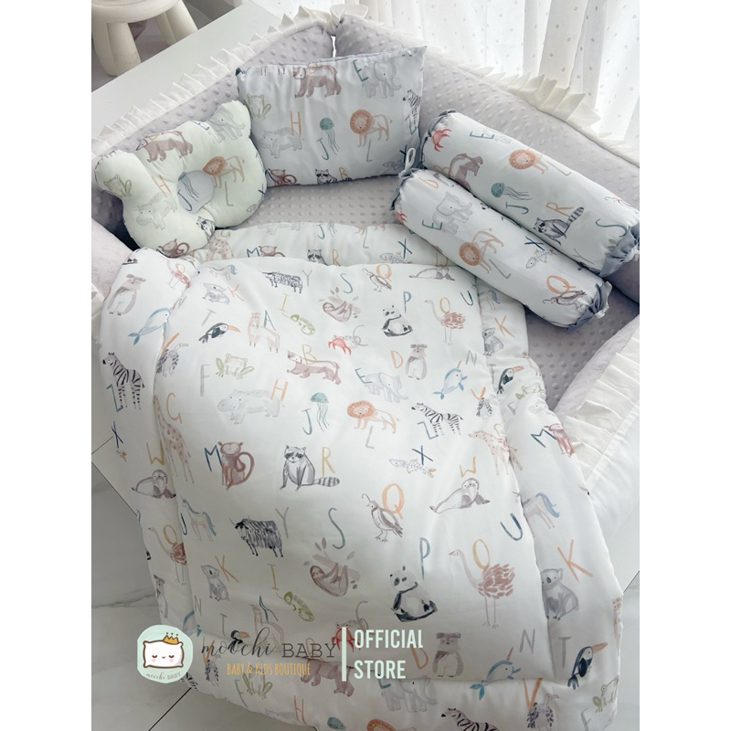 moochi baby bedcover set selimut bayi blanket newborn animal alphabet superheroes