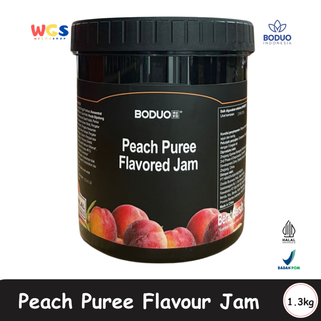 

BODUO Peach Puree Flavored Jam 1.3kg – Selai Persik Lembut dengan Rasa Buah Asli