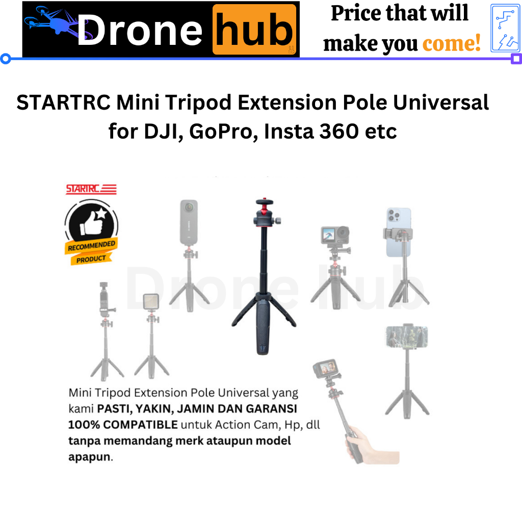 Mini Tripod Extension Pole Universal DJI Osmo Pocket 3 DJI Osmo Action 5 Pro DJI Osmo Action 6 Tongs
