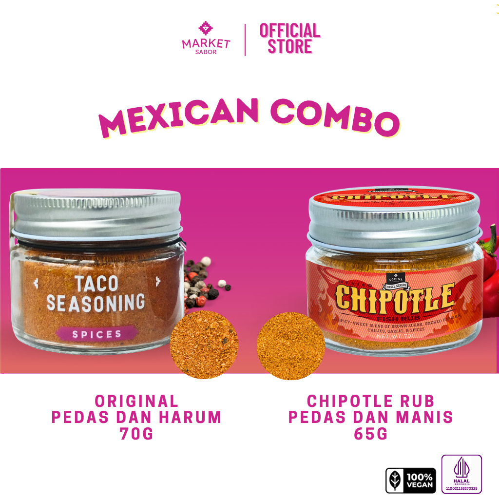 

Mexican Combo / Taco Seasoning & Chipotle Rub - Bumbu Masak
