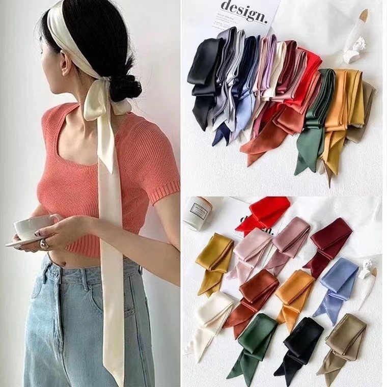 [CUCI GUDANG] SYAL POLOS WITH EDGE SELENDANG SATIN SILK KOREA BAHAN KAIN LEMBUT NECK HEAD SCARF KEPA