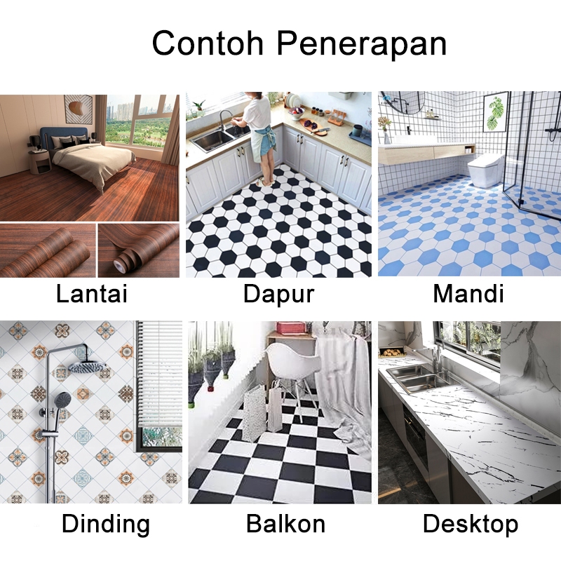 Stiker lantai kamar mandi anti licin toilet tahan air PVC sticker perekat diri dapur balkon kamar