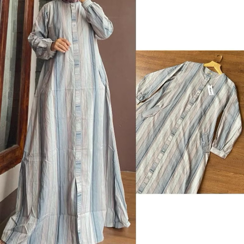 gamis dewasa katun  TRISET ori /gamis katun triset Ld 110-120  DRESS salur TRISET
