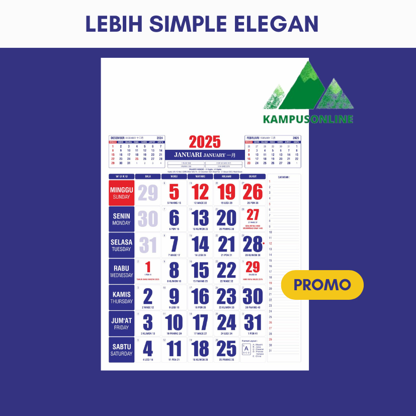 

KALENDER DINDING 2025 ANGKA BESAR 12 LEMBAR - BEST SELLER