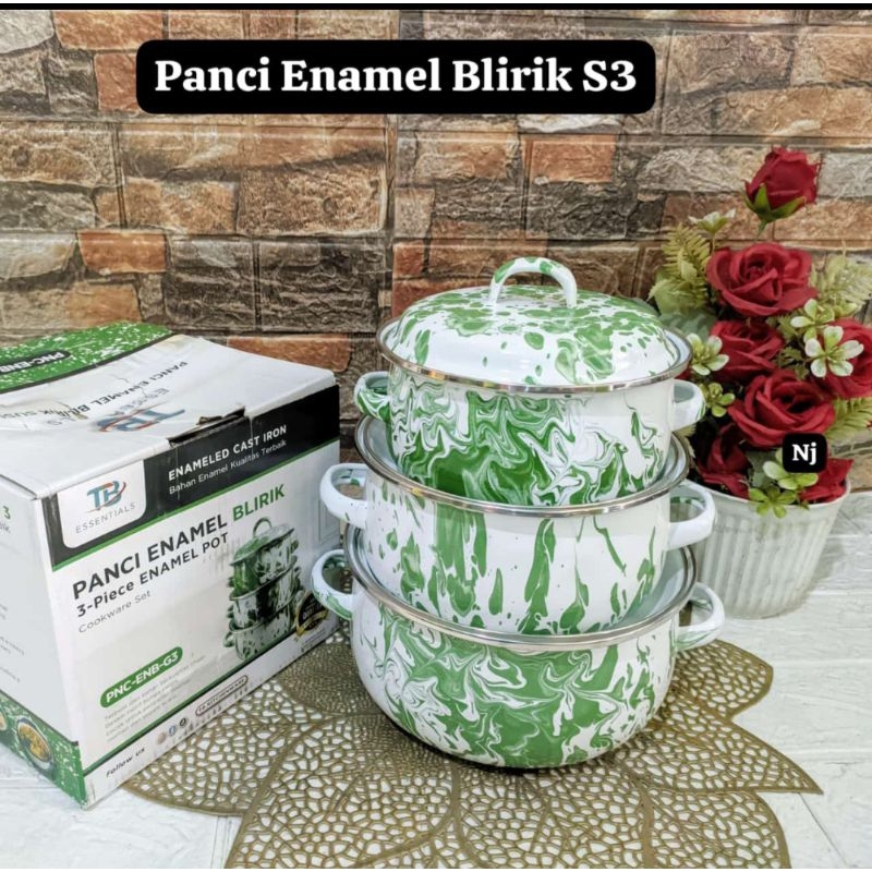 Panci Blurik 3 Susun Enamel Kualitas Bagus