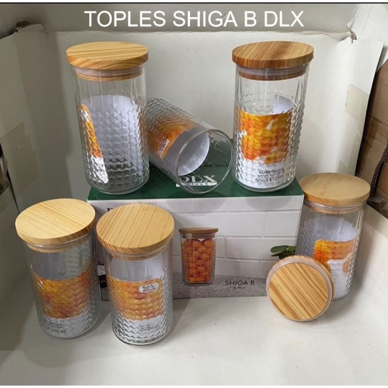 Toples kue lebaran bahan kaca/Toples kue lebaran model terbaru/Toples kue Shiga B isi 6 pcs