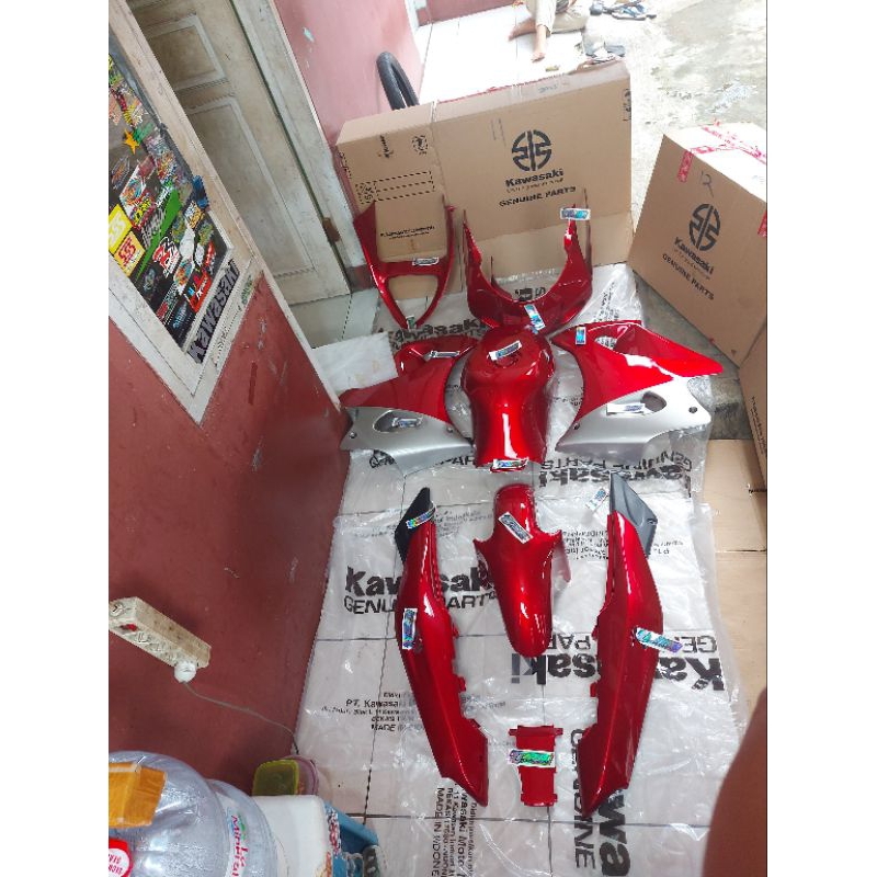 BODY FULL SET FAIRING BARONG TANGKI NINJA RR OLD ZX CBU MERAH MARUN ORIGINAL KAWASAKI BARANG BARU