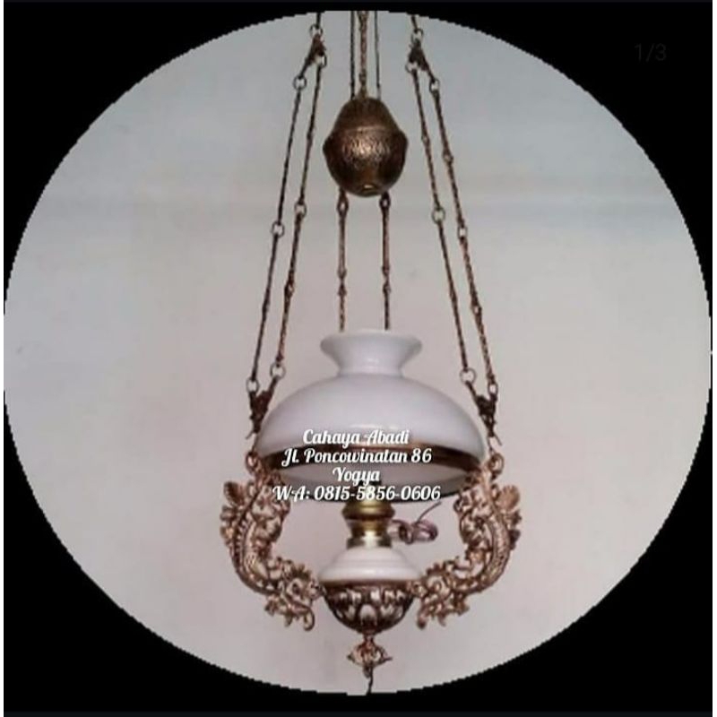 Lampu Gantung Gentor Klasik Jawa Betawi / Lampu Gantung Kerek JOGLO Diameter 28cm R28 - KHUSUS INSTA