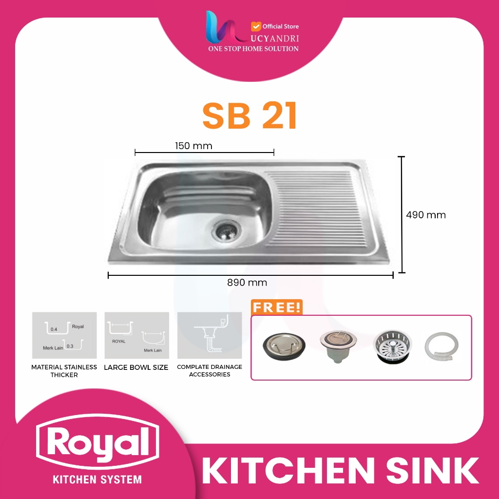 KITCHEN SINK BAK CUCI PIRING STAINLESS ROYAL ROYAL SB21