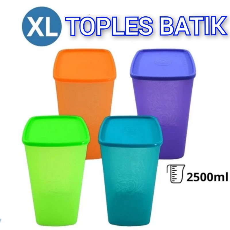 TOPLES KOTAK BESAR MOTIF BATIK  2.500 ML / TOPLES PLASTIK KOTAK KEDAP UDARA UKURAN BESAR TERMURAH AN