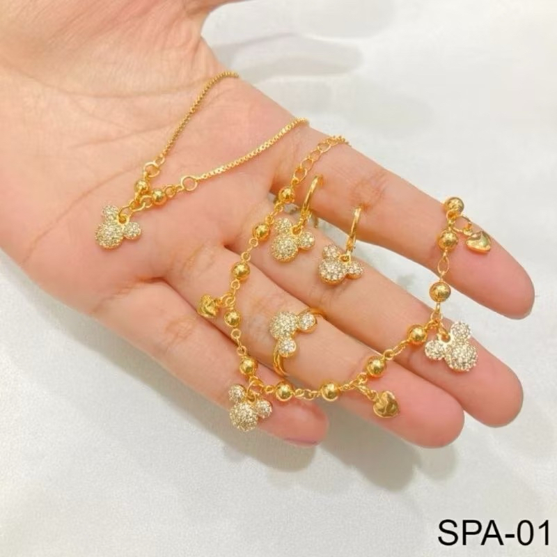 PERHIASAN ANAK HANYA KALUNG DAN CINCIN WARNA EMAS MUDA 23