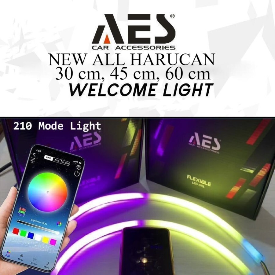 LAMPU ALIS DRL RGB AES HURACAN VIA BLUETOOTH ANDROID DAN IOS MOTOR MOBIL LAMPU DRL AES RGB BLUETOOTH