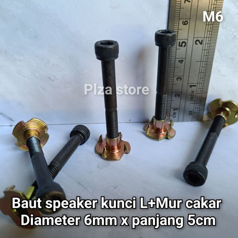 Baut cakar L hitam M6 panjang 5cm untuk box speaker bahan baja anti karat Baut speaker L hitam panja