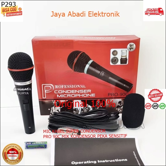 P293 MIC KABEL SUPER CONDENSOR PRO 90C MIK KONDENSOR PEKA SENSITIF MIKROPHONE AUDIO GOLDEN CABLE CAB