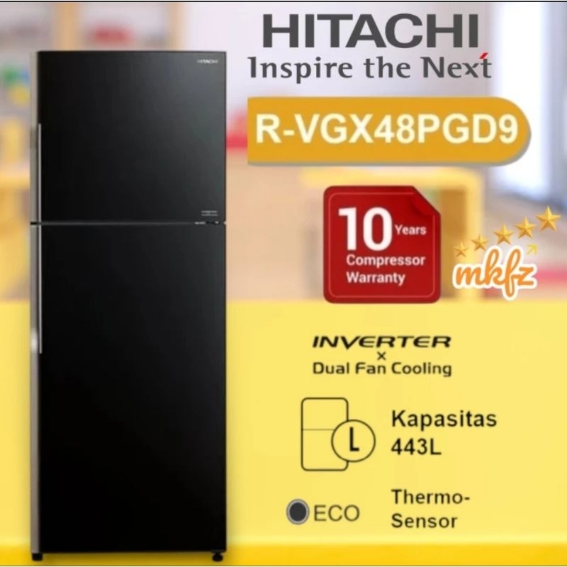 KULKAS HITACHI 2PINTU RVGX48PGD9GBK(GARANSI RESMI)