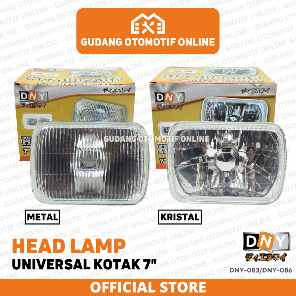 Head Lamp Lampu Depan Reflektor Universal Segi Kotak 7 Inch 7" Metal Kristal DNY Satuan L300 Panther
