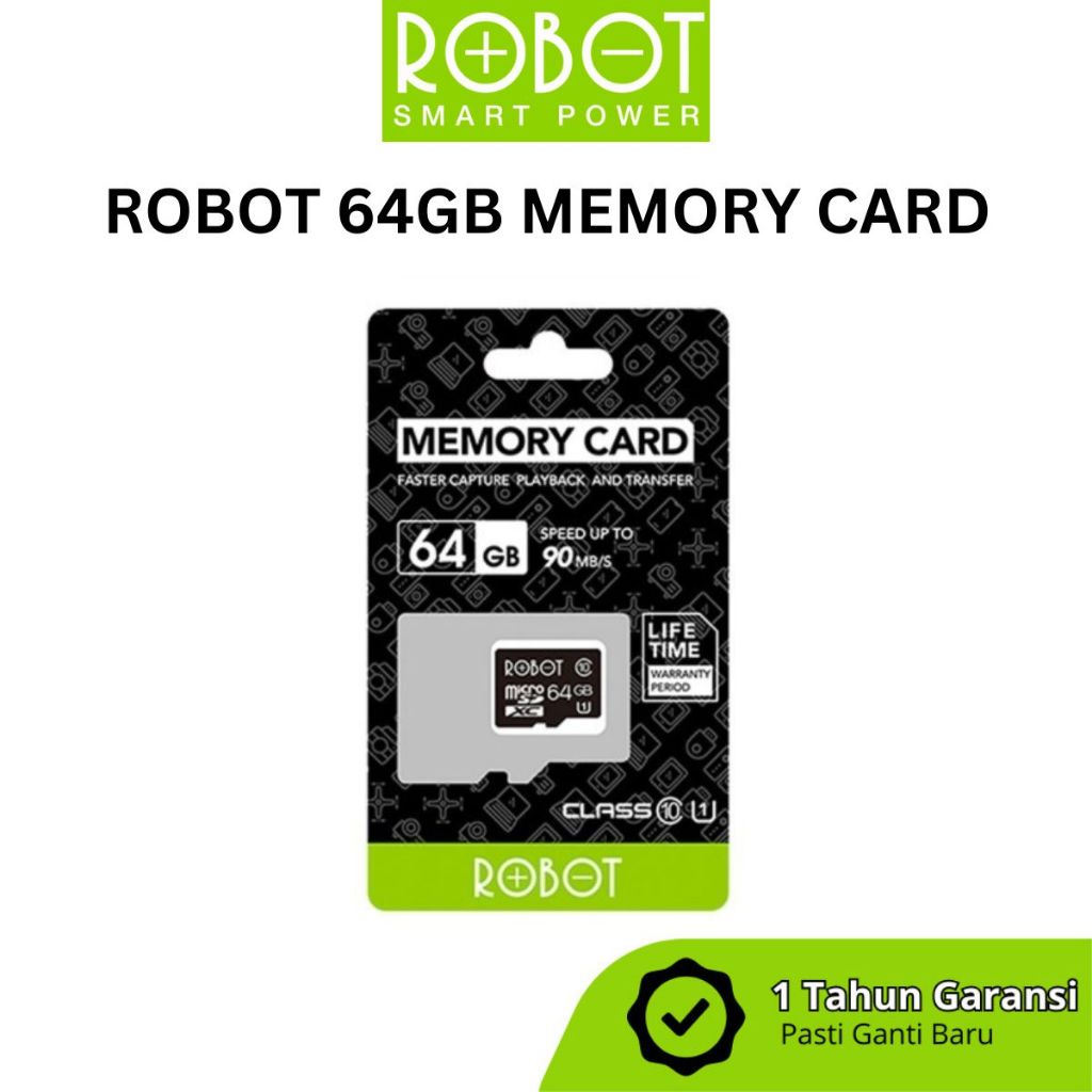 ROBOT Micro SD 64GB Class 10 Memory Card Robot 32GB Original Kartu Memori HP
