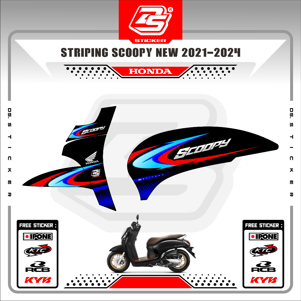 Stiker Striping Honda Scoopy New 2021-2024 List Sticker Variasi Scoopy 2023 Premium Black DS230325