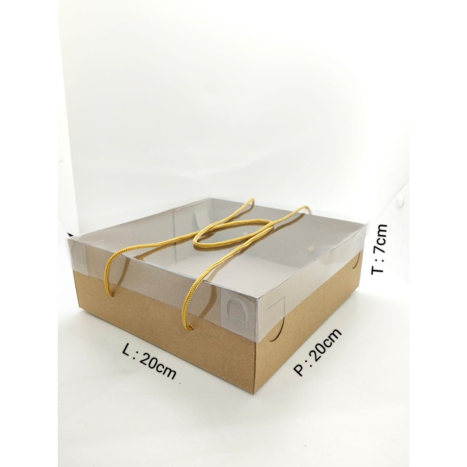 

5 PCS BOX KRAFT 20X20X7 TUTUP MIKA PAKAI TALI 350 GSM WNP NON LAMINASI