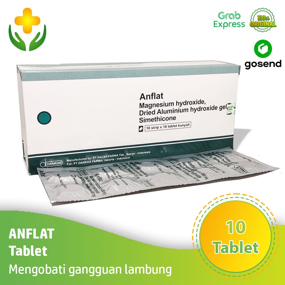 Anflat Strip isi 10 Tablet Kunyah Obat Gangguan Asam Lambung Maag