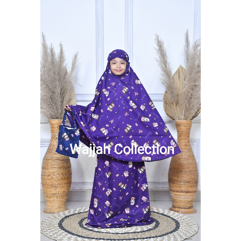 Mukena Anak Mukeno Bocah Perempuan 2In1 Virl Mukenah Rukuh Remaja Baju Kurung Motif Prit Muqna Alat 