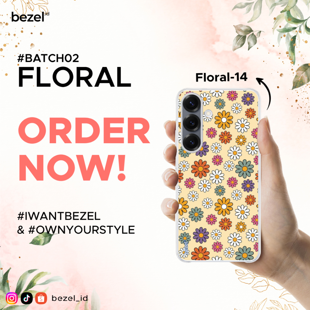 Bezel Premium Case Floral #14 Semua Type HP Kekinian For Samsung