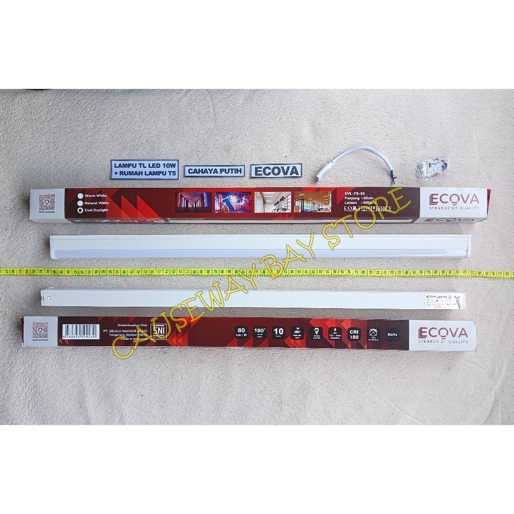 LAMPU TL LED T5 10W ECOVA CAHAYA PUTIH