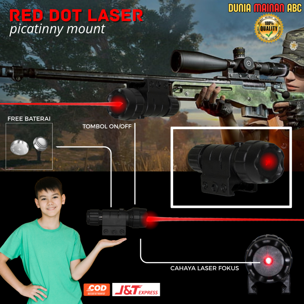 (BISA COD)Laser Senapan Nyala Merah Scope Siang Malam Fullset Laser Scope Pointer Berburu