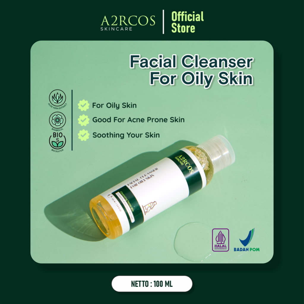A2RCOS Facial Cleanser For Oily Skin - Sabun cuci muka untuk wajah berminyak & Acne Prone