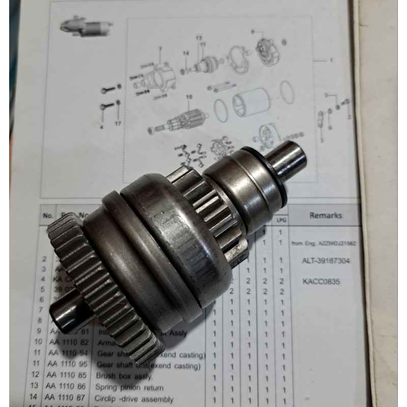 PINION /GIGI DINAMO STATER BAJAJ RODA 3 RE BUSI 2 / FL RE205 bajaj biru roda 3