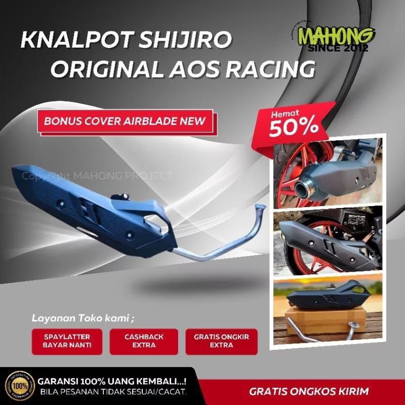 Knalpot Original Aos Racing Shijiro TB Vario Cover Airblade New Scoopy Beat Deluxe fi esp Karbu Mio 