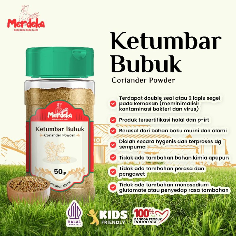 

MERDEKA Coriander Powder KETUMBAR BUBUK 100% murni 50gr, rempah bubuk lengkap murni murah, bumbu dapur bubuk lengkap, bumbu bubuk lengkap, bumbu masakan lengkap, rempah rempah bumbu dapur, bumbu rempah lengkap, bumbu masak instan, bumbu masak bubuk asli