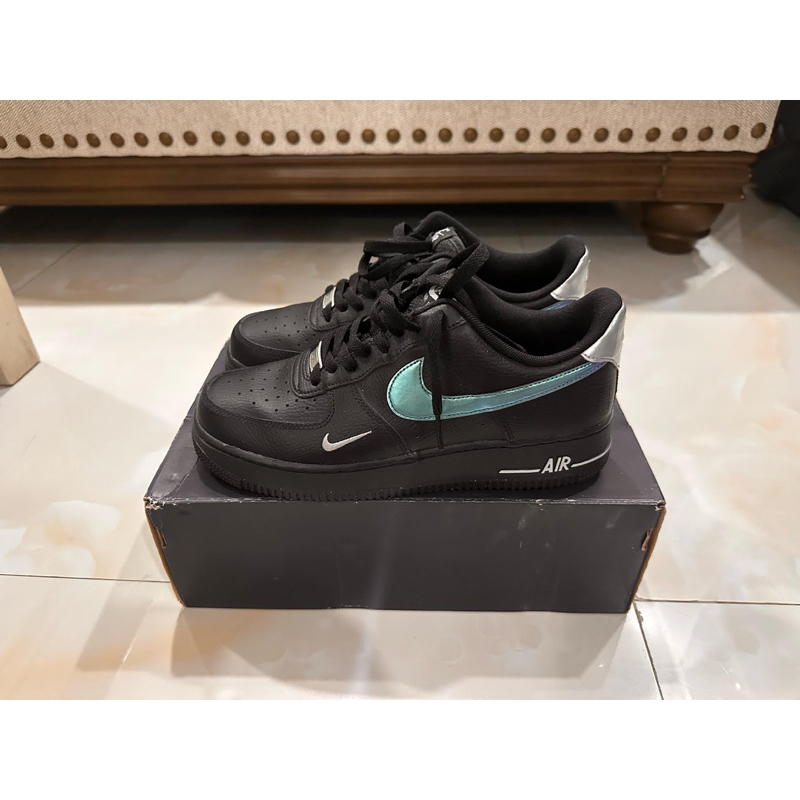 [preloved] Nike Air Force 1 '07 Black Blue Lightning Wolf Grey