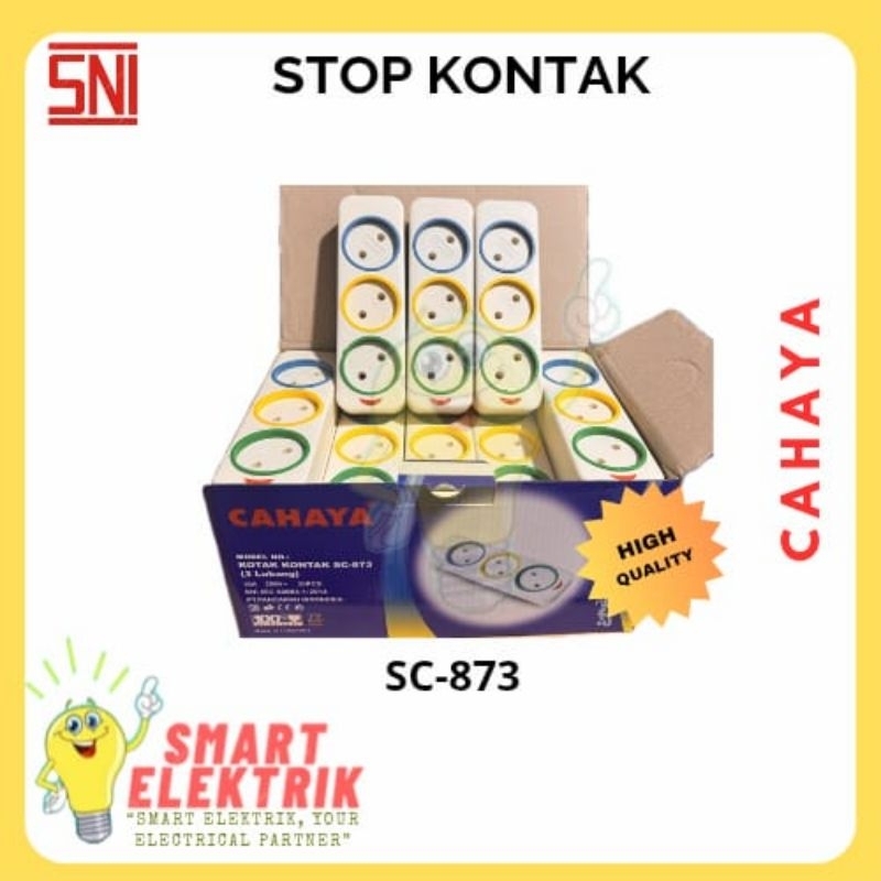CAHAYA - Stop Kontak Gepeng 3 Lubang SC-873 100% Kuningan SNI